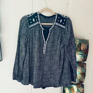 Embellished Black and White Women's Top